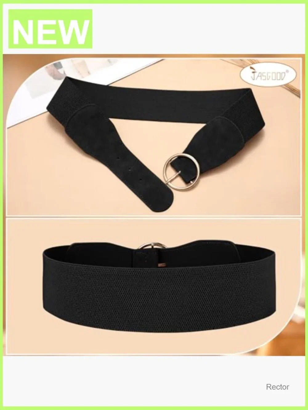 3 Pack Elastic Wide Waist Belt for Women - Stretch Dress Belt with Gold Round